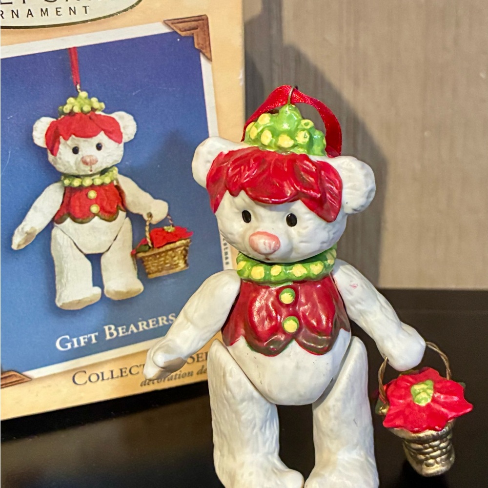 Hallmark Festive Bear Ornament with Red and Green Accents